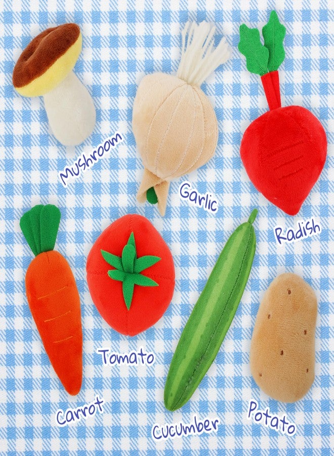 June Garden مجموعة ألعاب طعام تفاعلية من جون جاردن - 7 قطع - تتضمن سلة حمل، خيار، جزر، طماطم، بطاطس، فطر، فجل، وثوم - مناسبة للأطفال من عمر سنتين فما فوق - Image 2